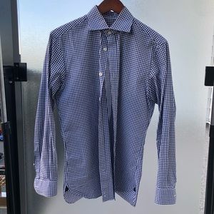 Men’s Blue and White Checked Zenga Dress Shirt